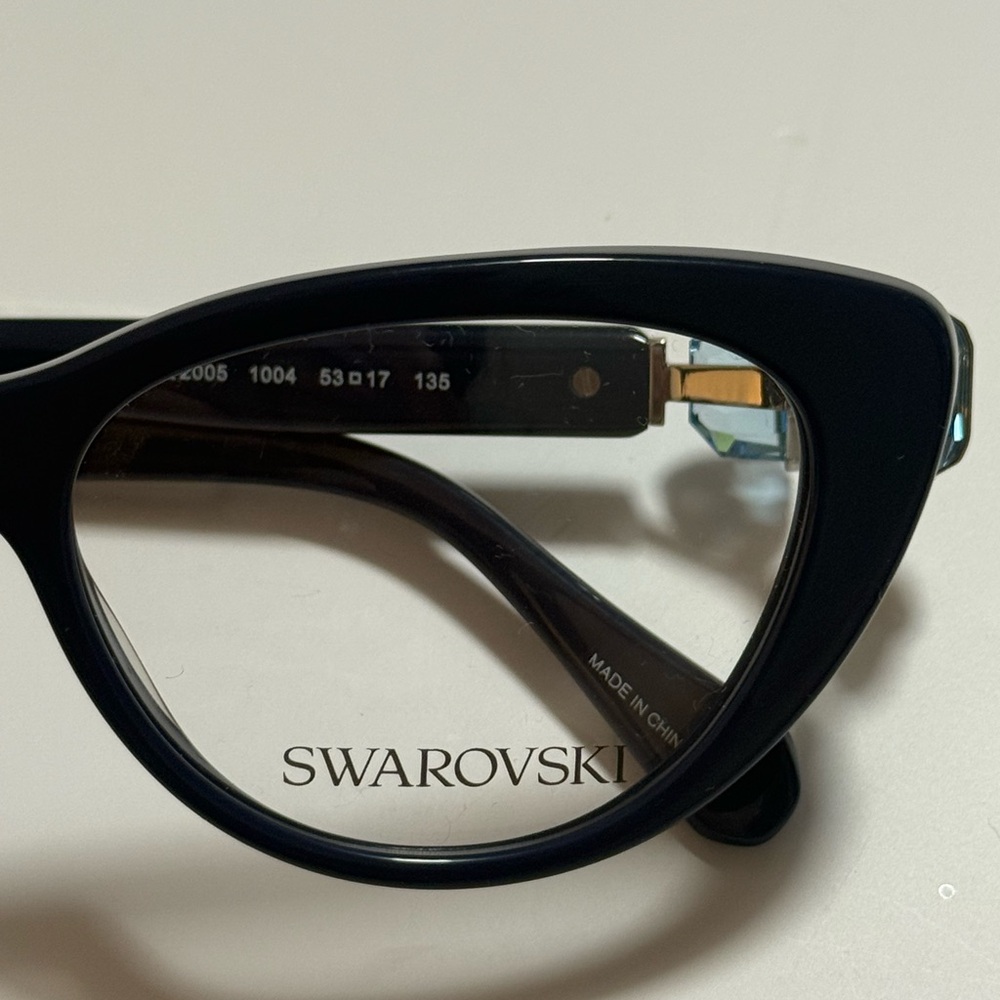 SWARVOSKI Elegant Navy Blue Cat-Eye Glasses with Crystal Details - Picture 3 of 8